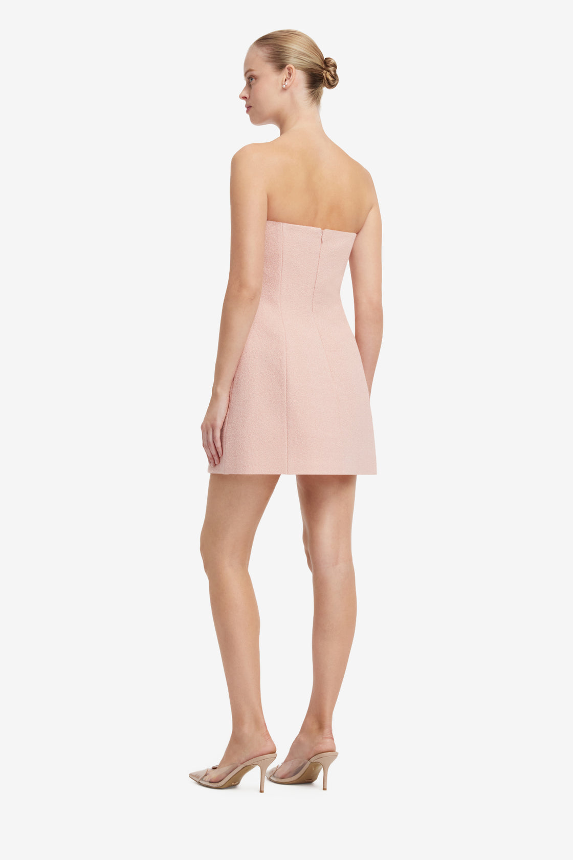 Roselle Applique Tweed Bustier Mini Dress - Dusty Pink Dress Mini