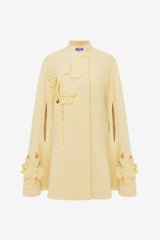 Sloane Applique Tweed Cape Jacket - Dusty Yellow Coats