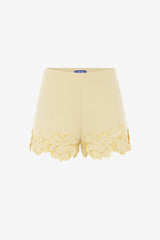 Elle Applique Tweed Shorts - Dusty Yellow Shorts