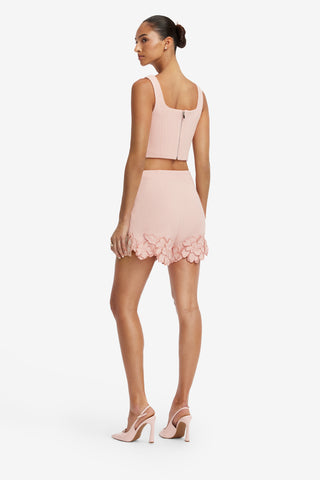 Vivian Applique Tweed Crop Top - Dusty Pink Tops