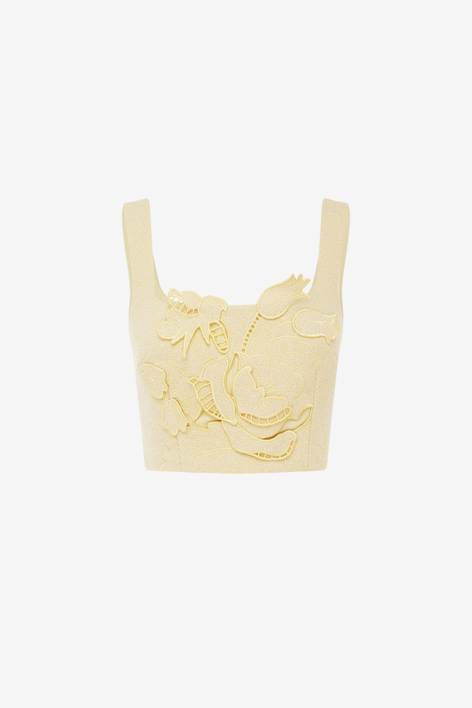 Vivian Applique Tweed Crop Top - Dusty Yellow Tops