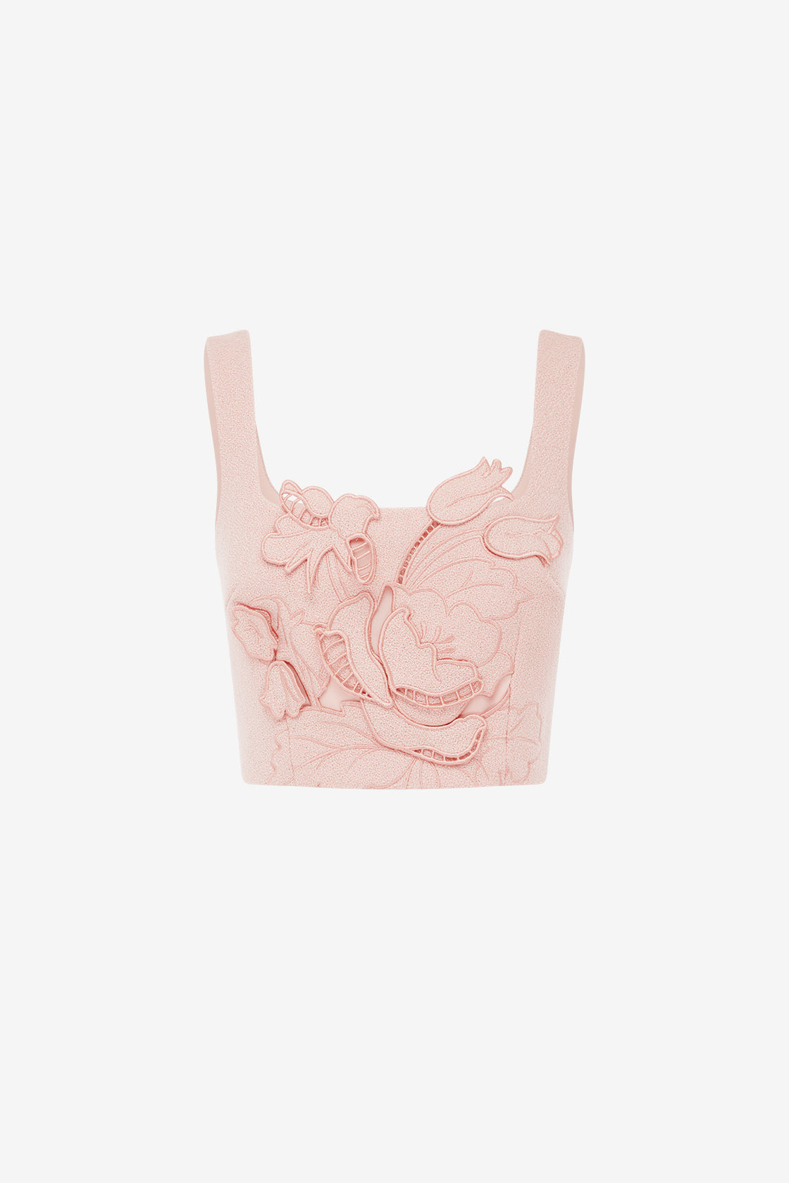 Vivian Applique Tweed Crop Top - Dusty Pink Tops