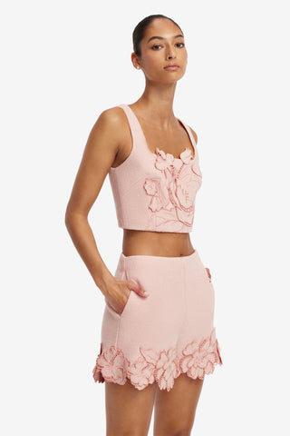 Elle Applique Tweed Shorts - Dusty Pink Shorts