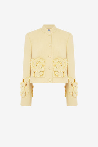 Blythe Applique Tweed Jacket - Dusty Yellow Jackets