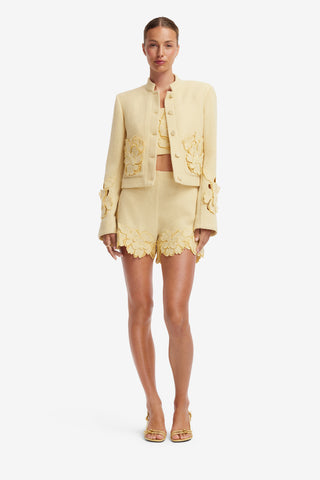 Blythe Applique Tweed Jacket - Dusty Yellow Jackets