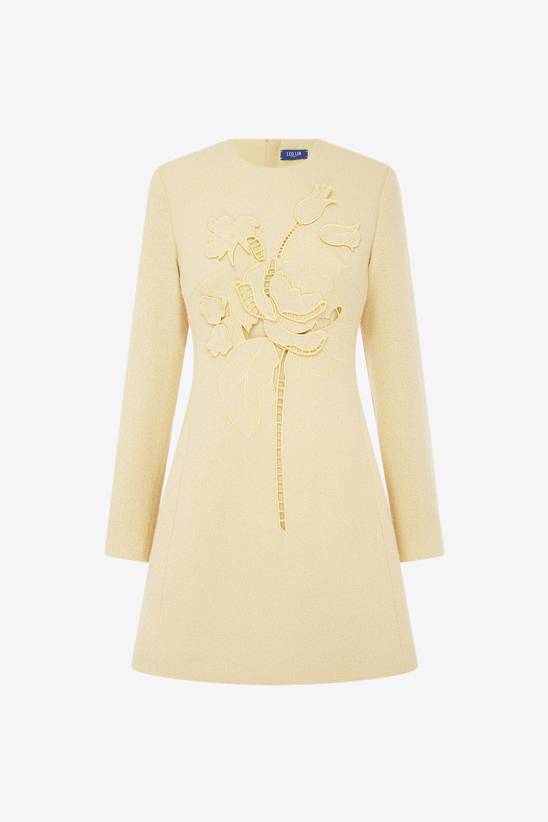Aliza Applique Tweed Mini Dress - Dusty Yellow Dress Mini