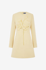 Aliza Applique Tweed Mini Dress - Dusty Yellow Dress Mini