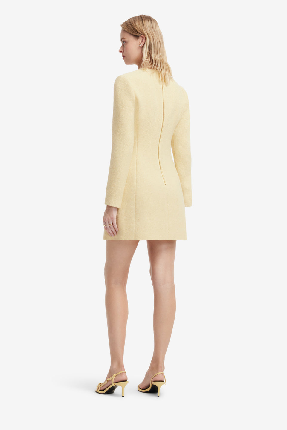 Aliza Applique Tweed Mini Dress - Dusty Yellow Dress Mini