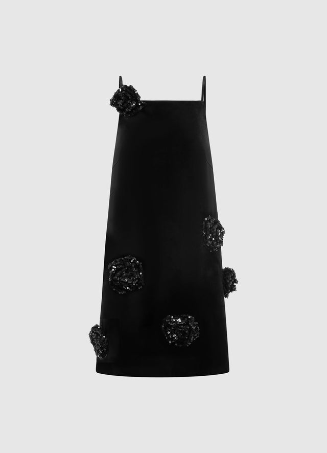 Exclusive Leo Lin Leia Velvet Mini Dress in Onyx