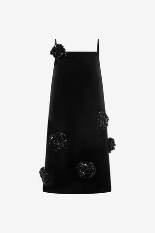 Exclusive LEO LIN Leia Velvet Mini Dress - Onyx