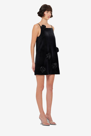 Exclusive LEO LIN Leia Velvet Mini Dress - Onyx