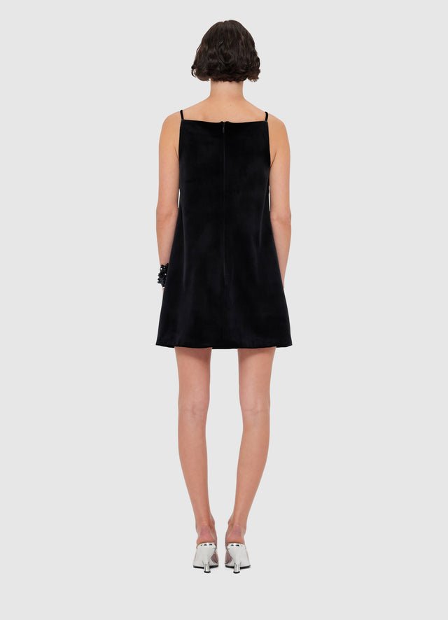 Exclusive Leo Lin Leia Velvet Mini Dress in Onyx