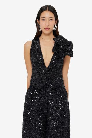 Exclusive LEO LIN Anna-May Sequin Vest - Onyx
