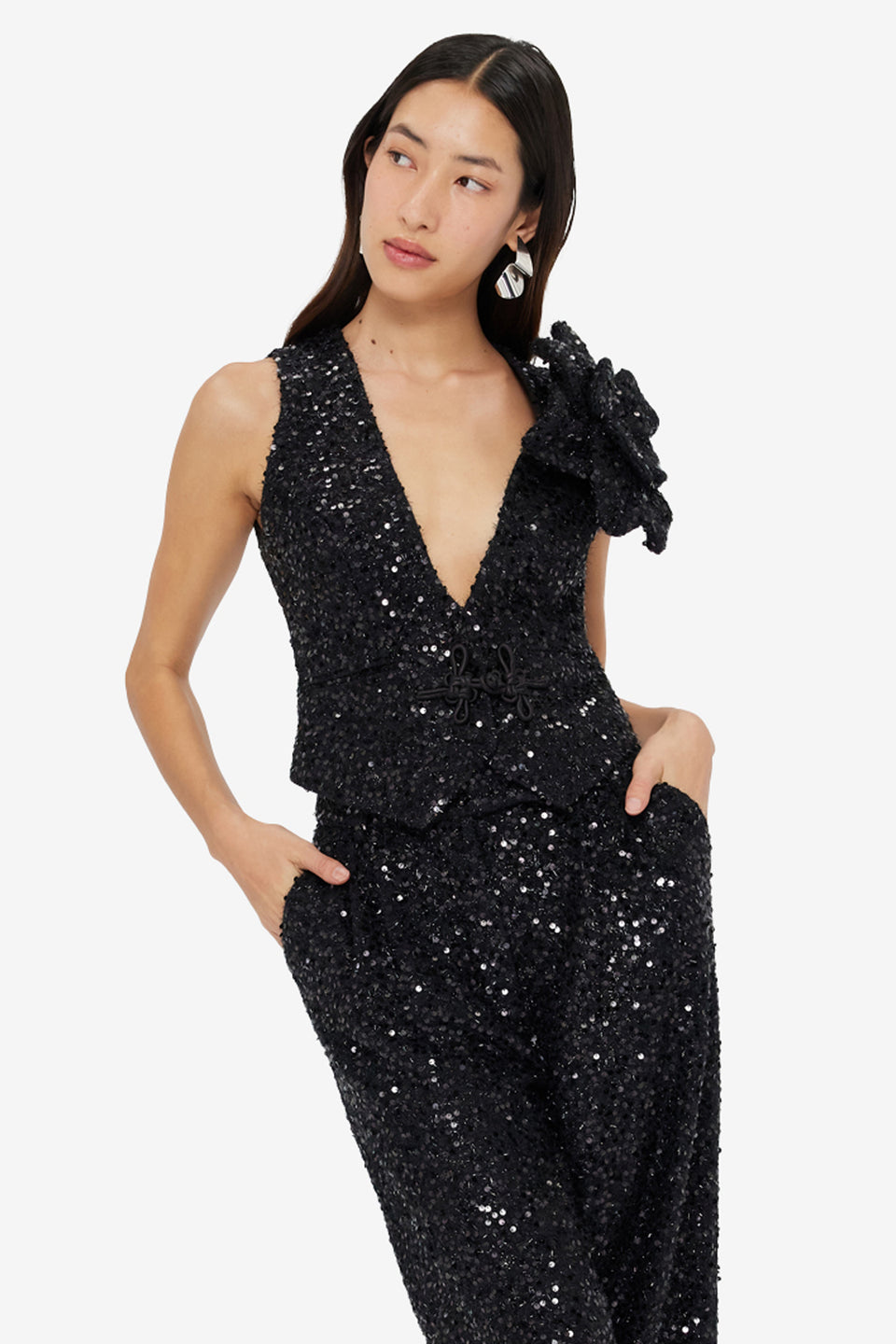 Exclusive LEO LIN Anna-May Sequin Vest - Onyx