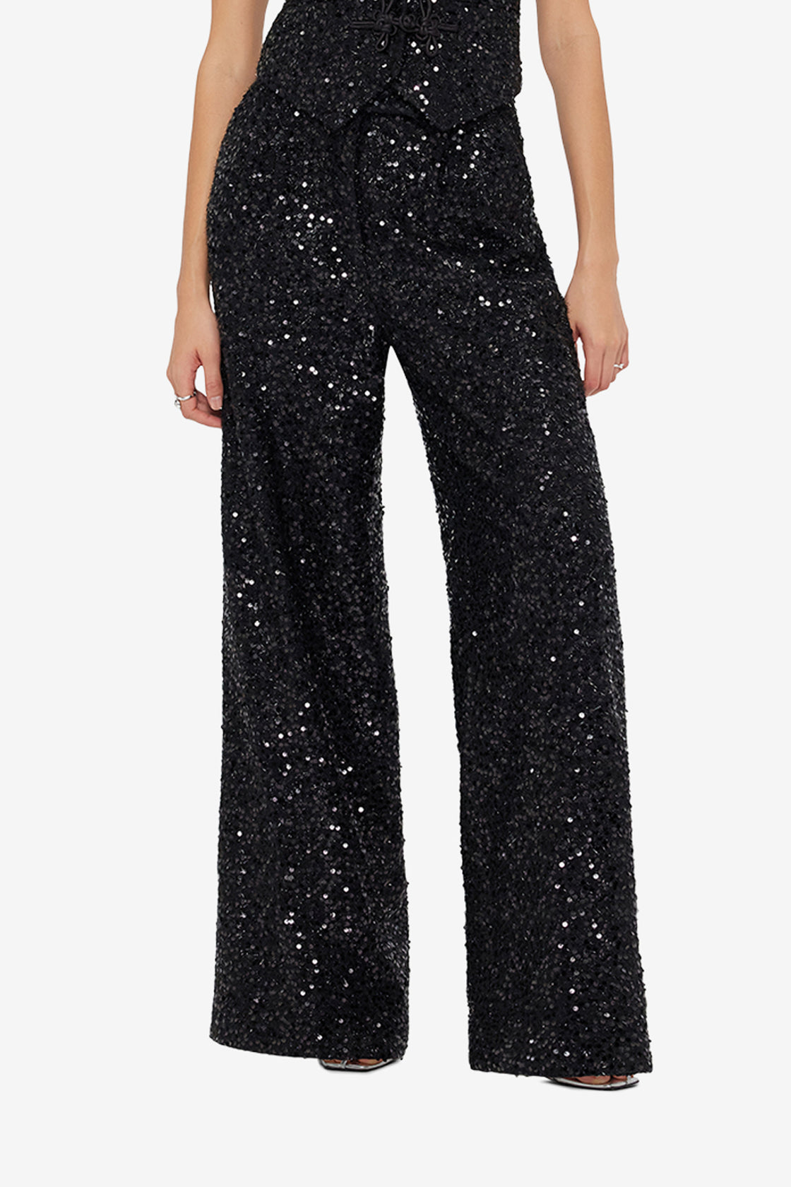 Exclusive LEO LIN Greta Sequin Pants - Onyx