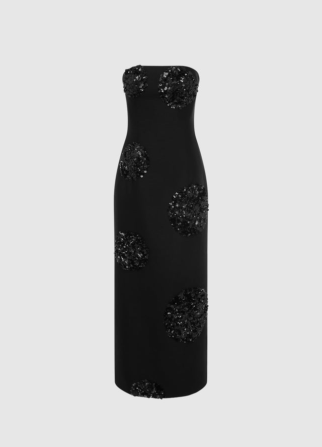 Exclusive Leo Lin Rayna Embellished Bustier Maxi Dress in Onyx