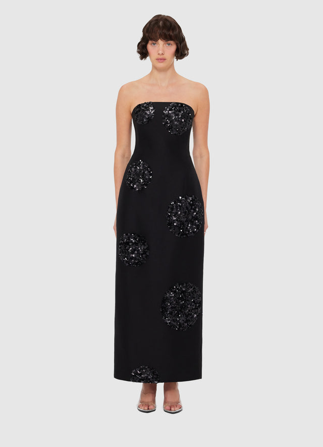 Exclusive Leo Lin Rayna Embellished Bustier Maxi Dress in Onyx