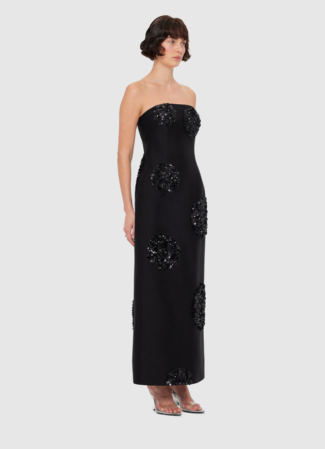 Exclusive Leo Lin Rayna Embellished Bustier Maxi Dress in Onyx