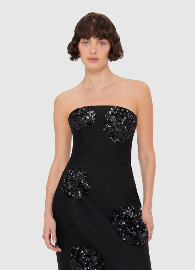 Exclusive Leo Lin Rayna Embellished Bustier Maxi Dress in Onyx