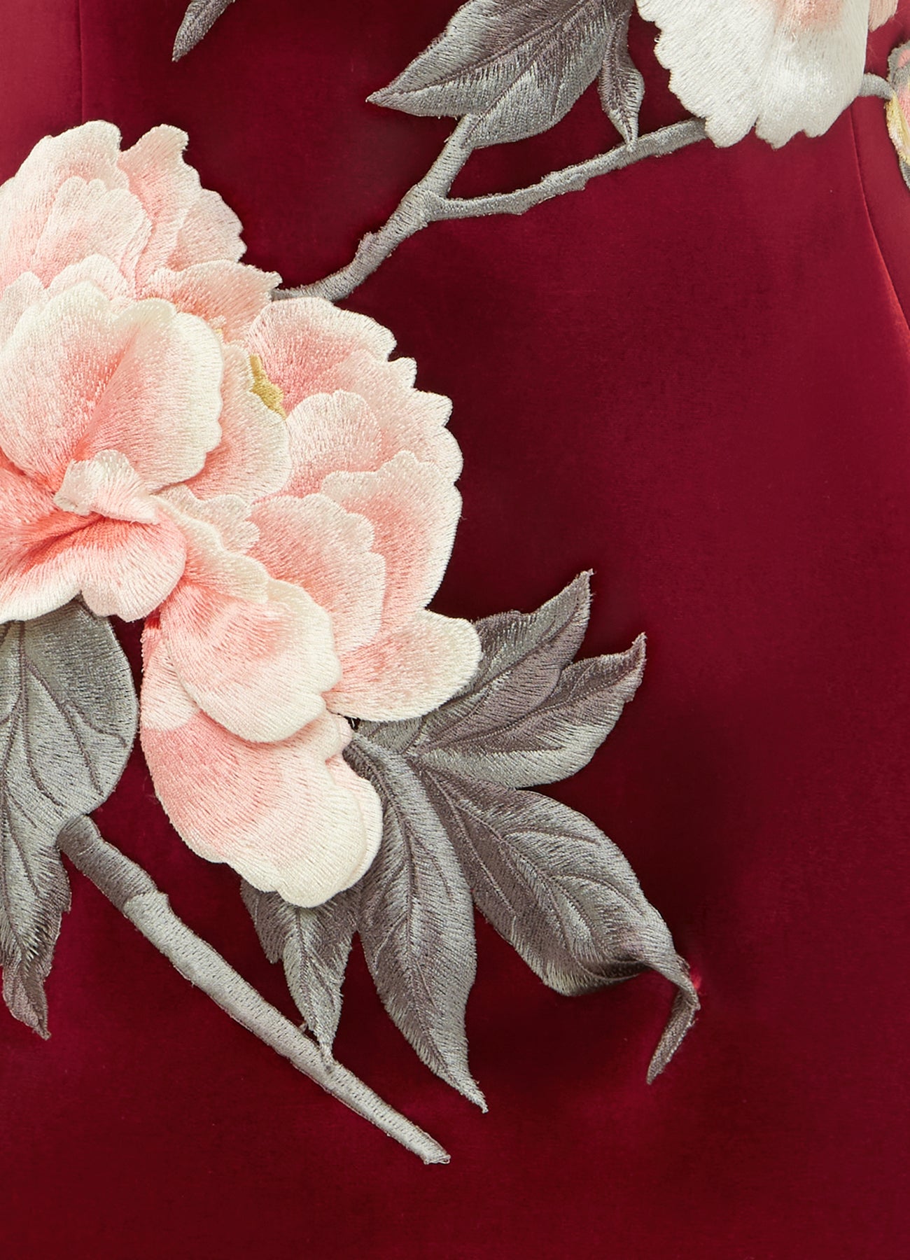 Rosanne Velvet Appliqué Floral Bustier Mini Dress - Garnet