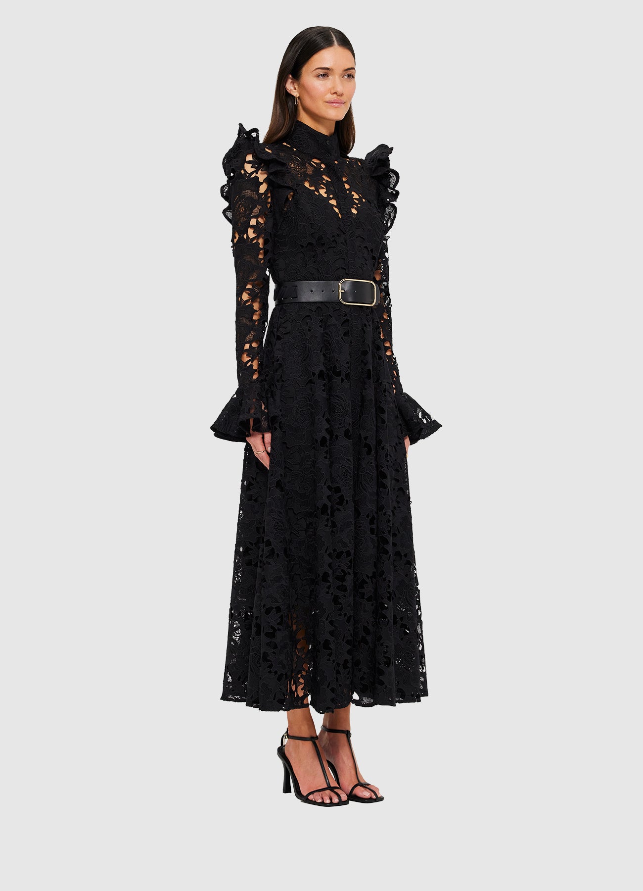 Natia dress midi embroidered butterfly sleeve selling lace dress