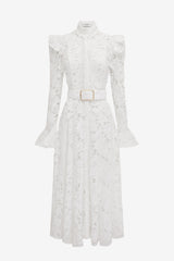 Aliyah Lace Butterfly Sleeve Midi Dress - Snow Dress Midi