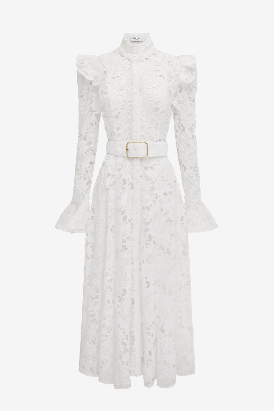 Exclusive LEO LIN Aliyah Lace Butterfly Sleeve Midi Dress - Snow