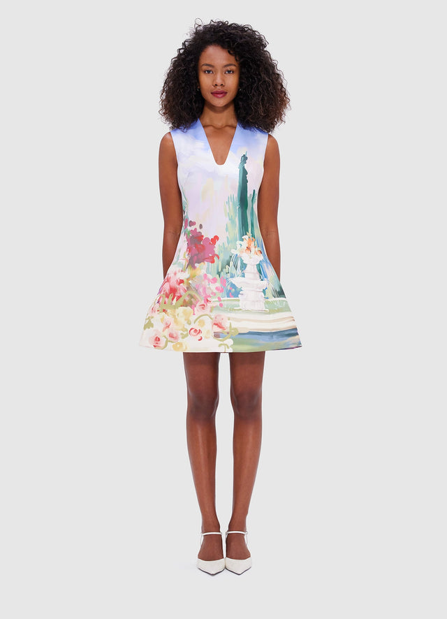 Exclusive Leo Lin Briana V Neck Mini Dress - Jardin Print