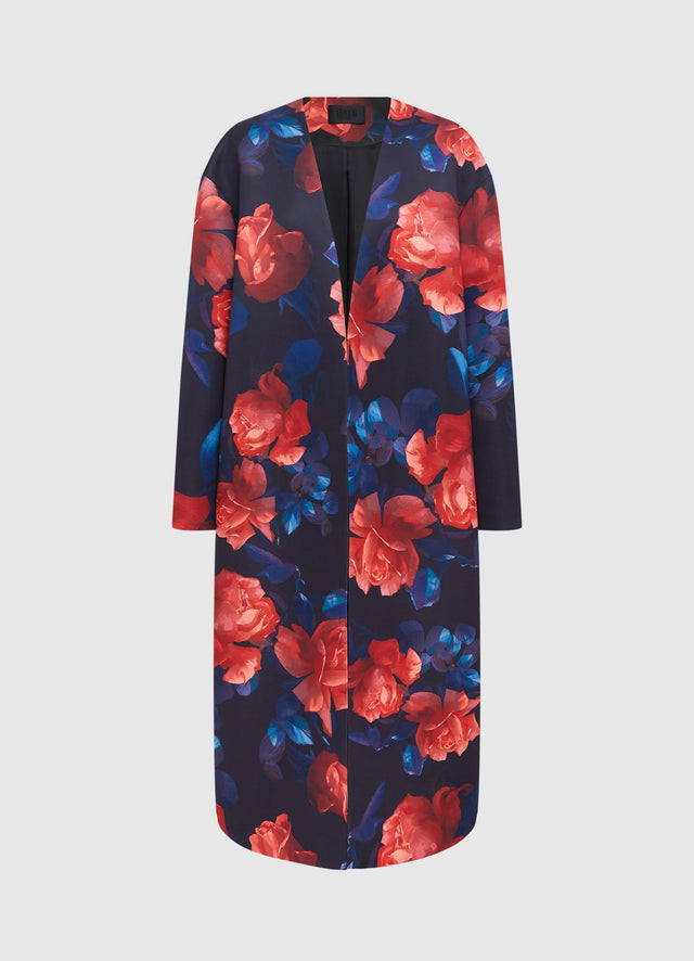 Exclusive Leo Lin Zina Cocoon Coat - Rose Print