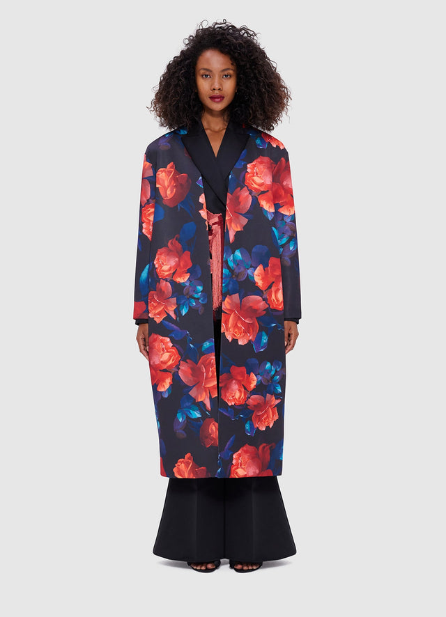 Exclusive Leo Lin Zina Cocoon Coat - Rose Print