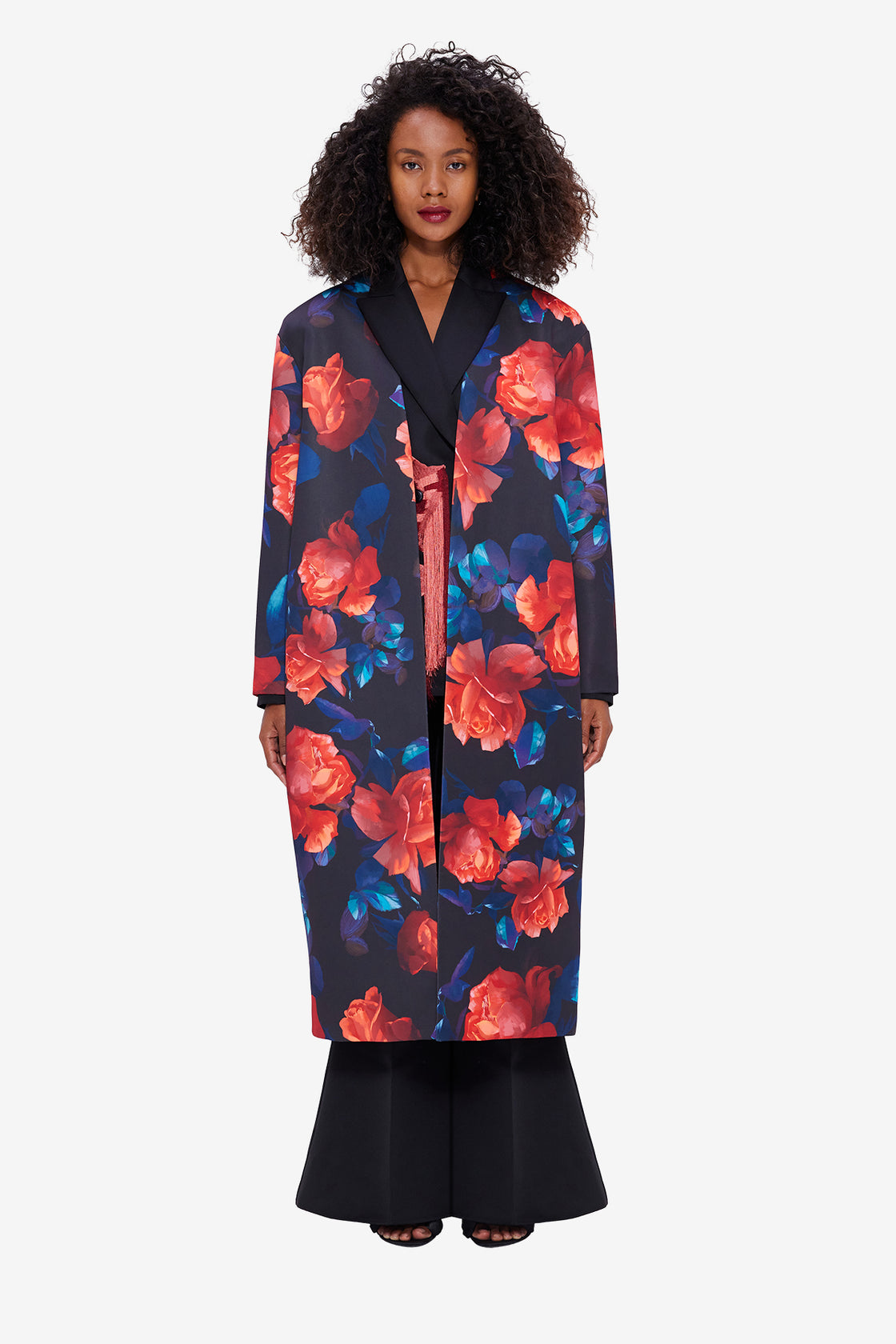 Exclusive LEO LIN Zina Cocoon Coat - Rose Print