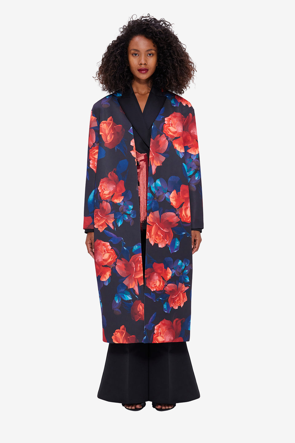 Exclusive LEO LIN Zina Cocoon Coat - Rose Print