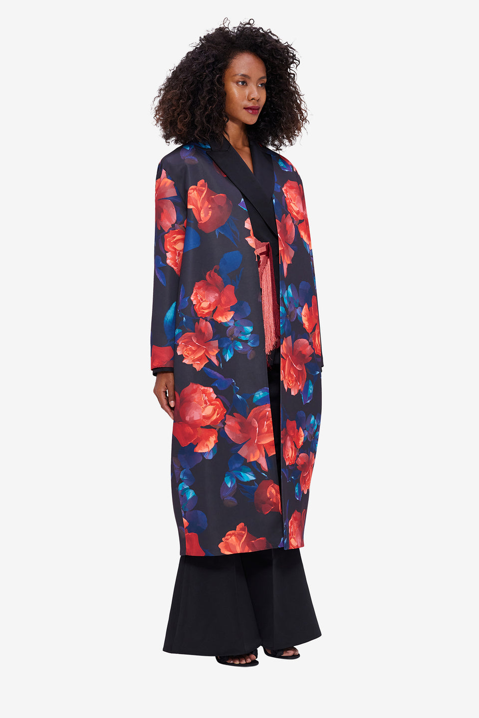 Exclusive LEO LIN Zina Cocoon Coat - Rose Print