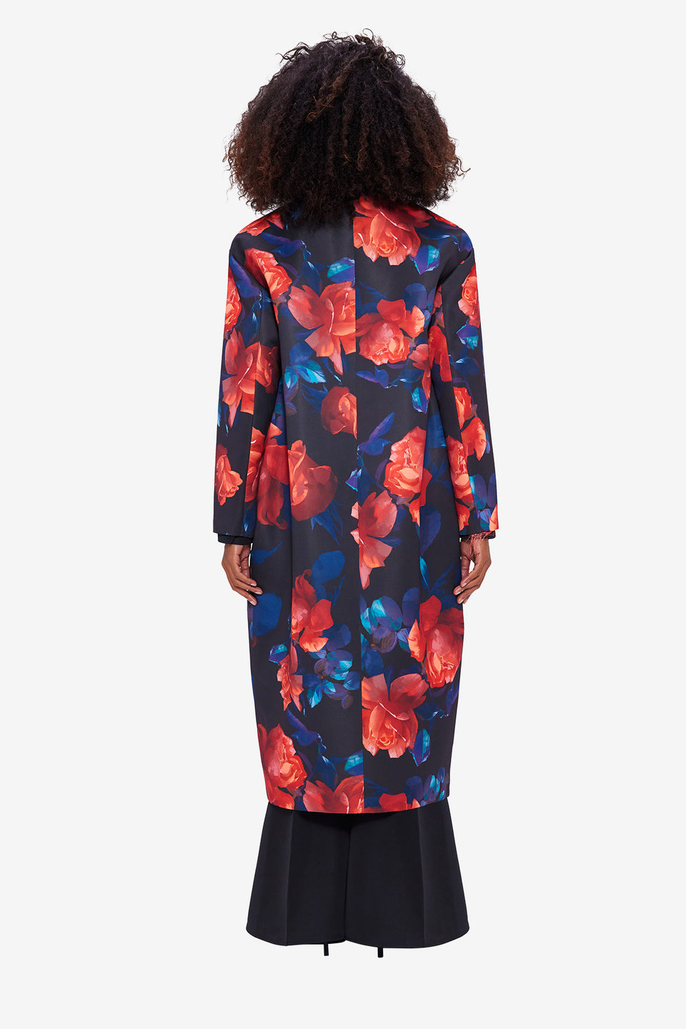 Exclusive LEO LIN Zina Cocoon Coat - Rose Print