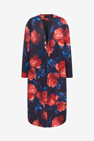 Exclusive LEO LIN Zina Cocoon Coat - Rose Print