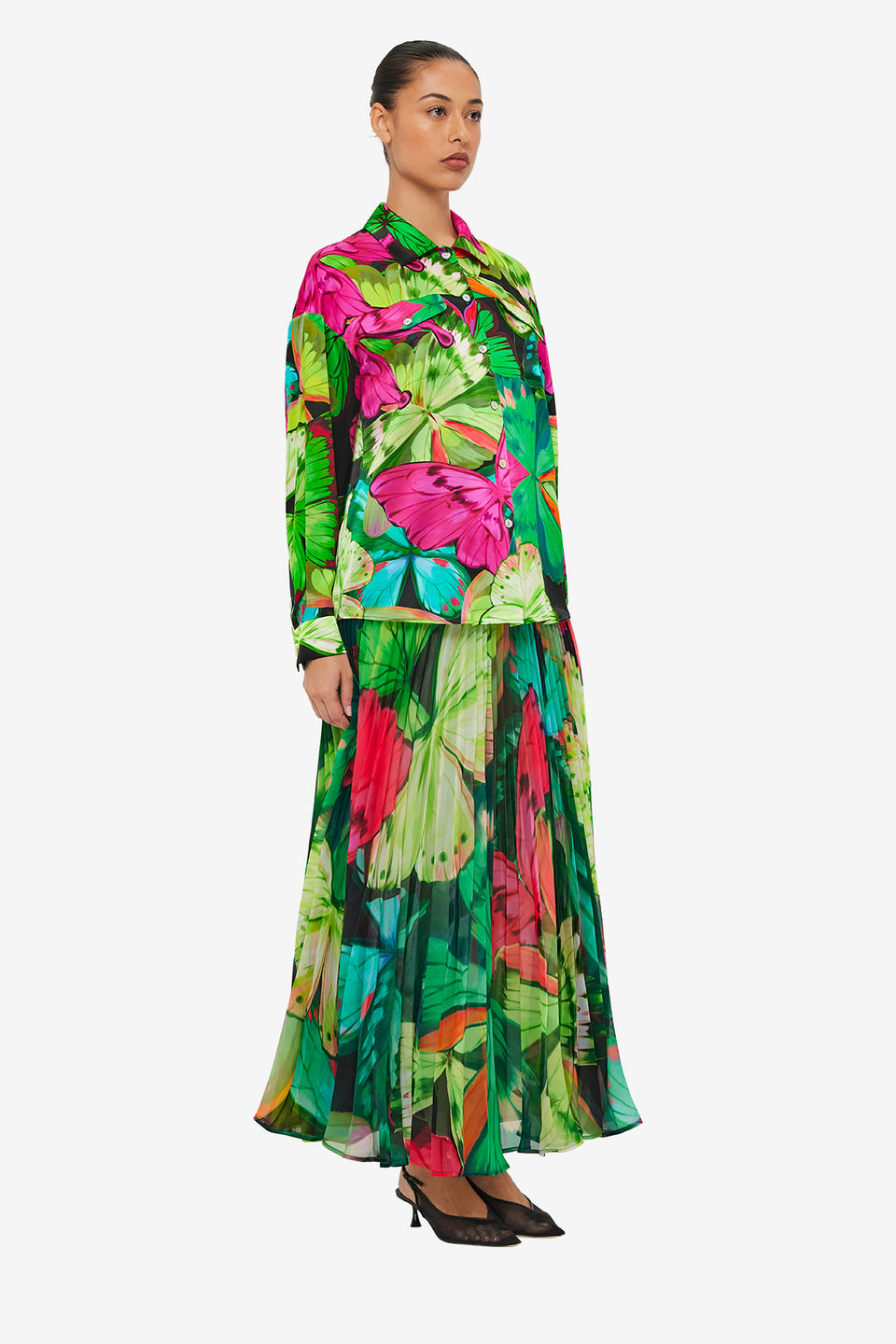 Exclusive LEO LIN Mariella Blouse - Papillon Print in Green