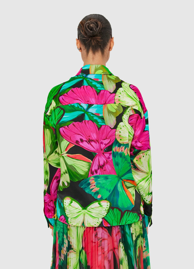 Exclusive Leo Lin Mariella Blouse -  Papillon Print in Green