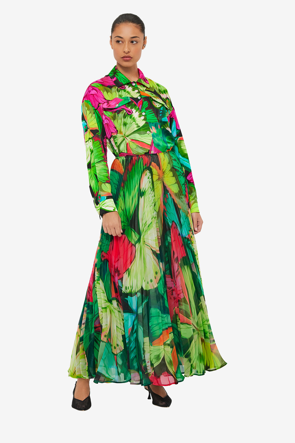 Exclusive LEO LIN Mariella Blouse - Papillon Print in Green