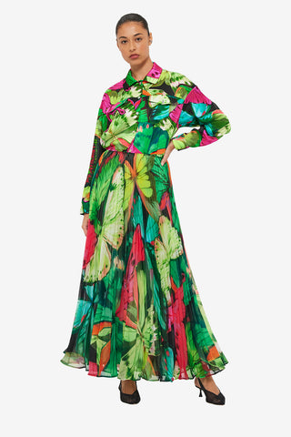 Exclusive LEO LIN Mariella Blouse - Papillon Print in Green