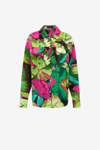Exclusive LEO LIN Mariella Blouse - Papillon Print in Green