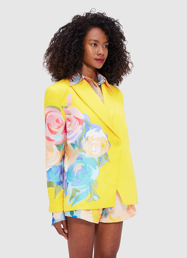 Exclusive Leo Lin Jocelyn Embroidered Split Blazer - Bouquet Print