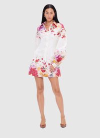 Exclusive Leo Lin Juliana Shirt Mini Dress - Fleur Print