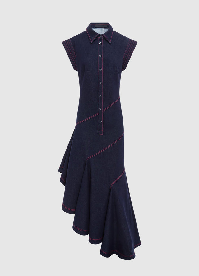 Exclusive Leo Lin Demi Denim Asymmetric Dress - Indigo