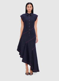 Exclusive Leo Lin Demi Denim Asymmetric Dress - Indigo