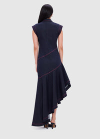 Exclusive Leo Lin Demi Denim Asymmetric Dress - Indigo