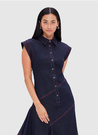 Exclusive Leo Lin Demi Denim Asymmetric Dress - Indigo