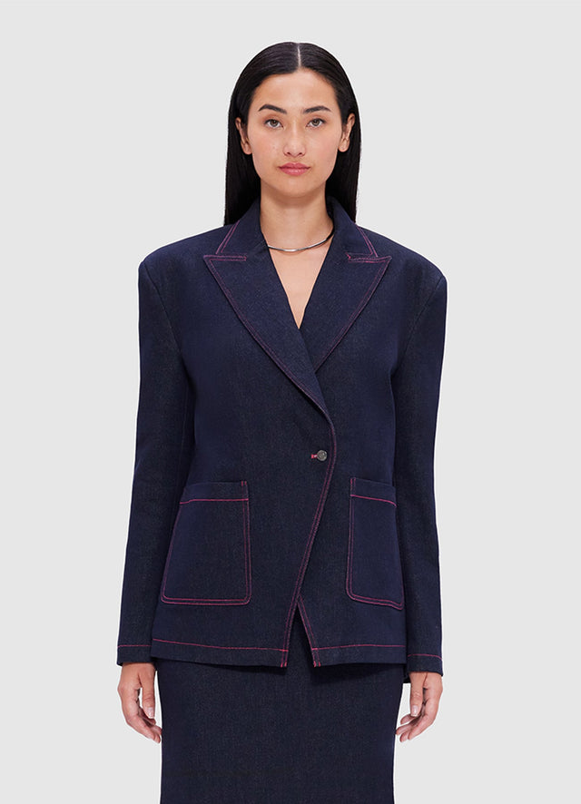 Exclusive Leo Lin Jocelyn Denim Split Blazer - Indigo