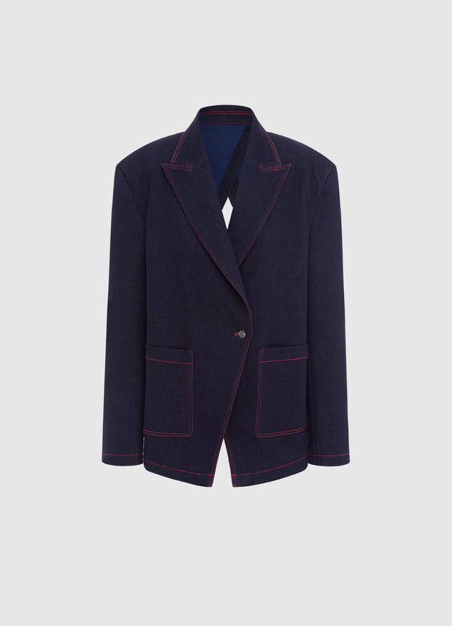 Exclusive Leo Lin Jocelyn Denim Split Blazer - Indigo