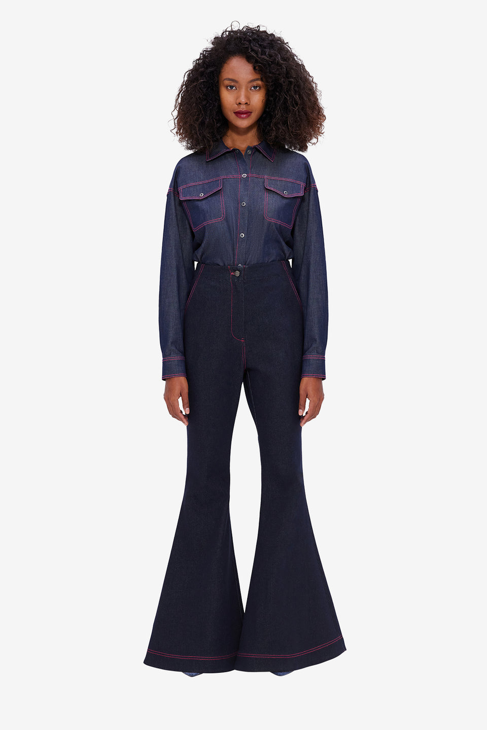 Exclusive LEO LIN Maya Denim Flared Jeans - Indigo