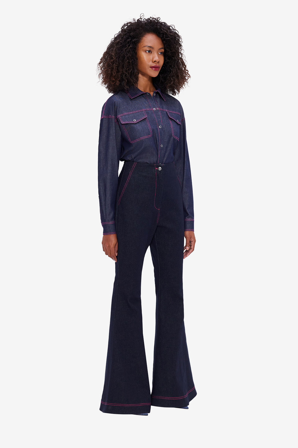 Exclusive LEO LIN Maya Denim Flared Jeans - Indigo